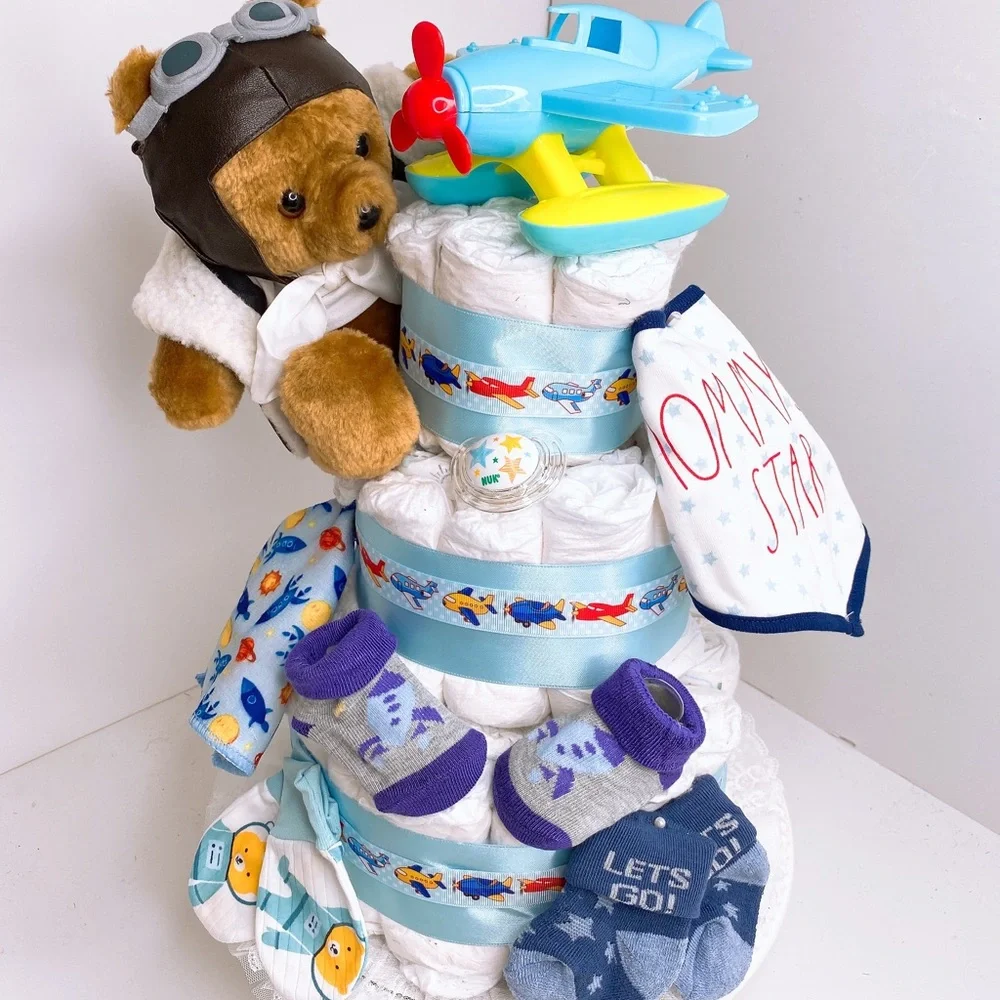 Aviator Pilot Diaper Cake, Baby Shower Gift